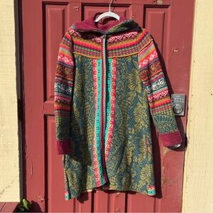 IVKO Multicolor Wool Floral Print Full Zip Jacket with Pleats Size 38 (Small)